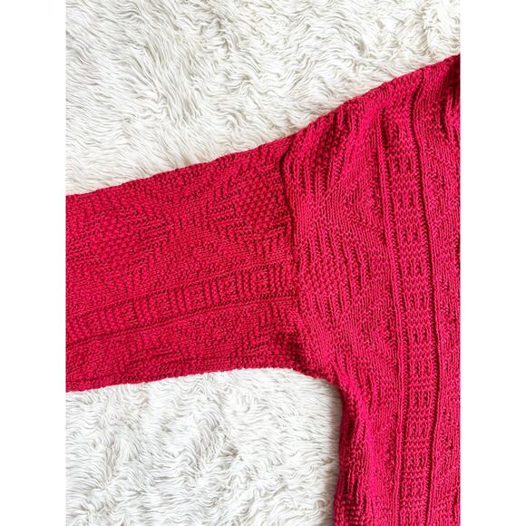 80’s Red Cotton Cable Knit Sweater size Medium - Picture 10 of 13